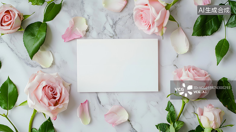 【AI数字艺术】空白纸模板和信纸玫瑰花图片素材