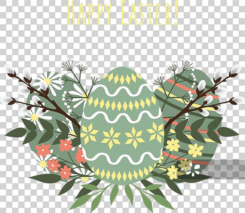 带柳枝的复活节彩蛋图片素材