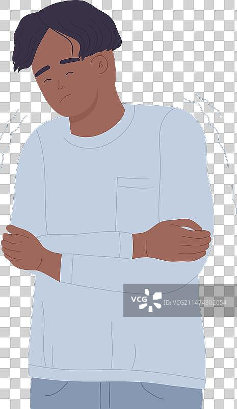 悲伤的颤抖男孩图片素材