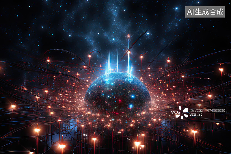 【AI数字艺术】量子计算概念图片素材