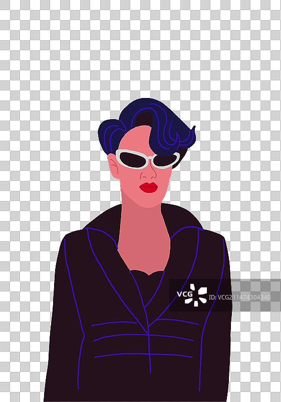 涂着红色口红的时髦女特工图片素材