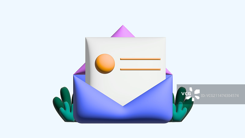 信封3d立体膨胀卡通设计元素图片素材