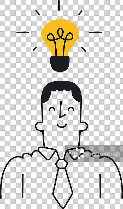 头顶灯泡的商人图片素材