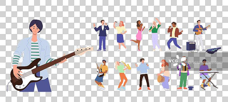 快乐的男女吉他手音乐家图片素材