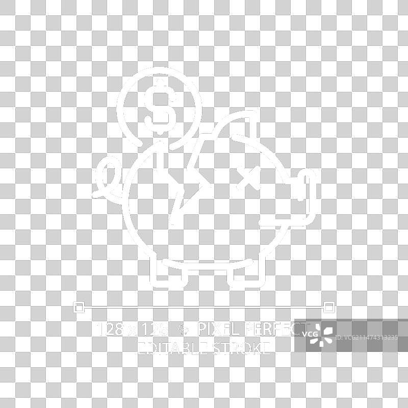 2D线性像素完美白色破损小猪储蓄罐图片素材