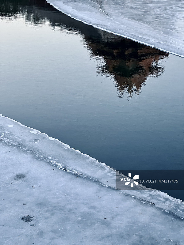 冬季故宫角楼倒影图片素材