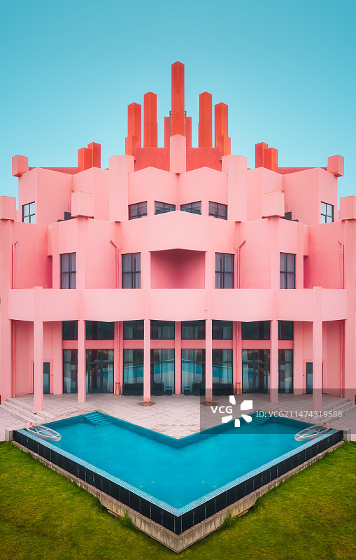 浙江丽水云和仙宫湖局部建筑风光图片素材