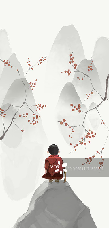 禅意山水画图片素材