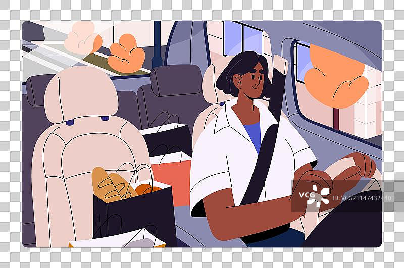 专注司机系安全带快乐驾驶图片素材