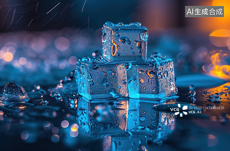 【AI数字艺术】灯光照射下的钻石特写镜头图片素材