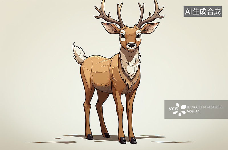 【AI数字艺术】鹿站在白色背景上的肖像图片素材