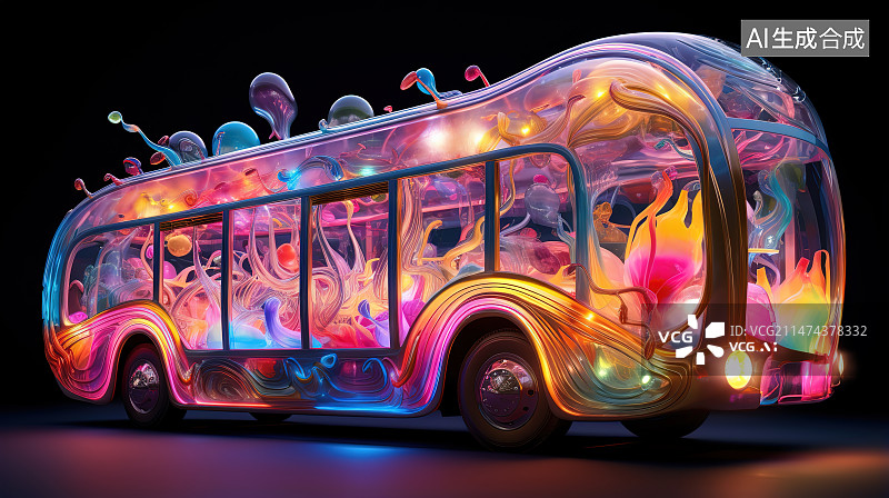 【AI数字艺术】黑色背景下的旋转木马特写镜头图片素材