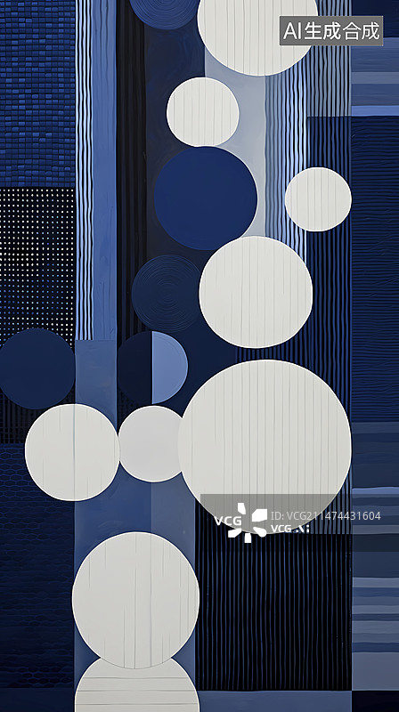 【AI数字艺术】数码白蓝色艺术感圆圈抽象图形海报背景图片素材