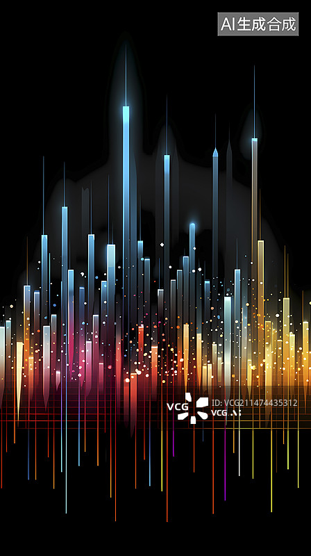 【AI数字艺术】数码彩色音乐节奏光线抽象图形海报背景图片素材