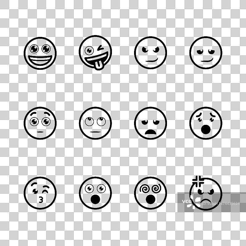 线条风格表情符号包图片素材