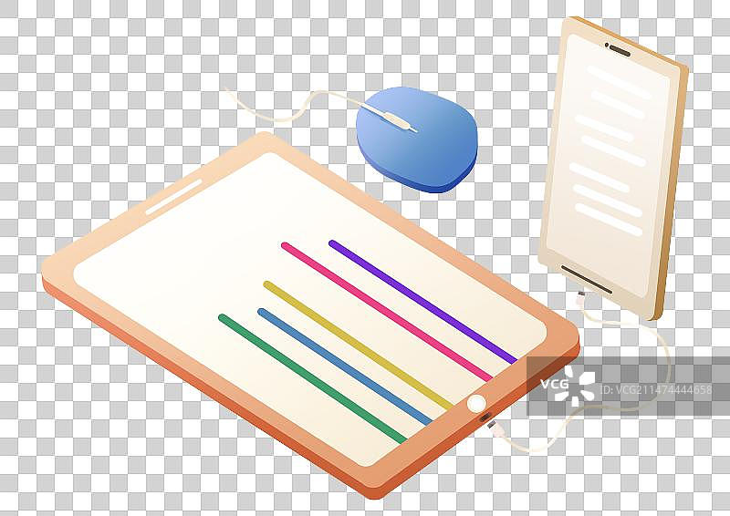 2.5D平板纸张手机鼠标组图图片素材