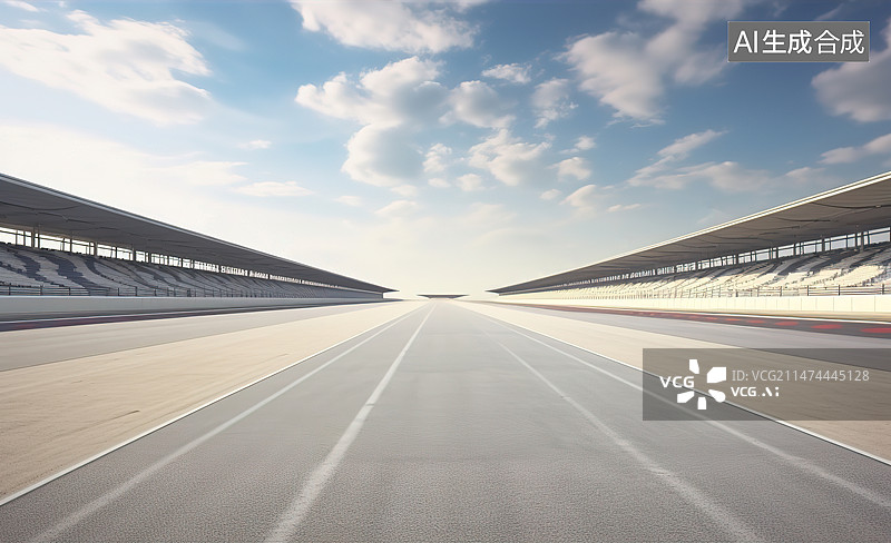 【AI数字艺术】高速的赛车场跑道和看台图片素材