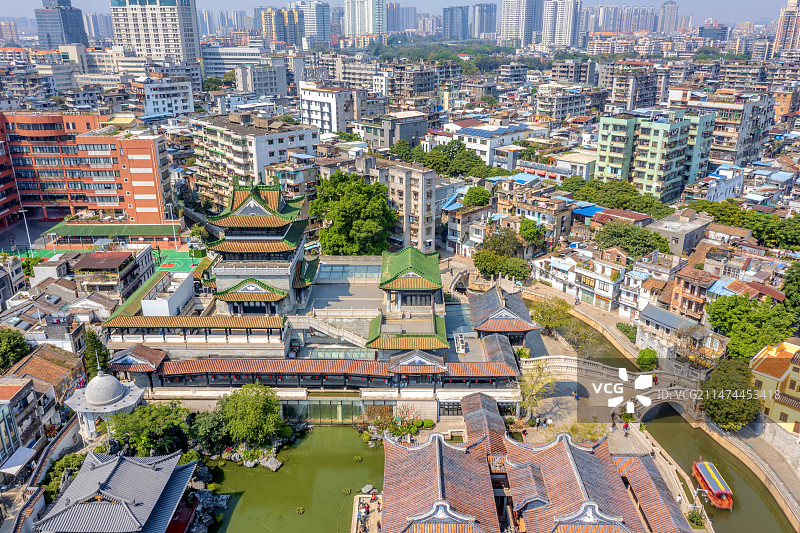 中国广东广州永庆坊粤剧艺术博物馆航拍风光图片素材