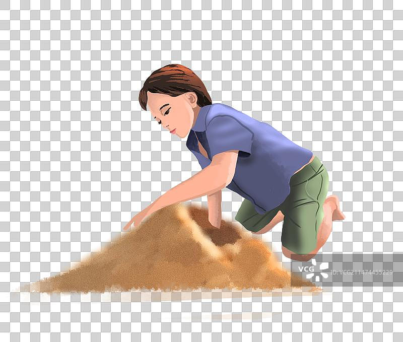 男孩挖沙子图片素材