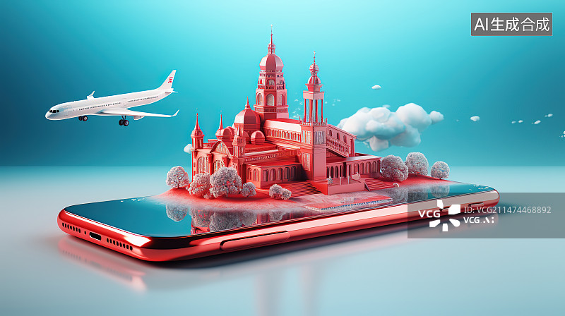 【AI数字艺术】飞机上的智能手机和飞机图片素材