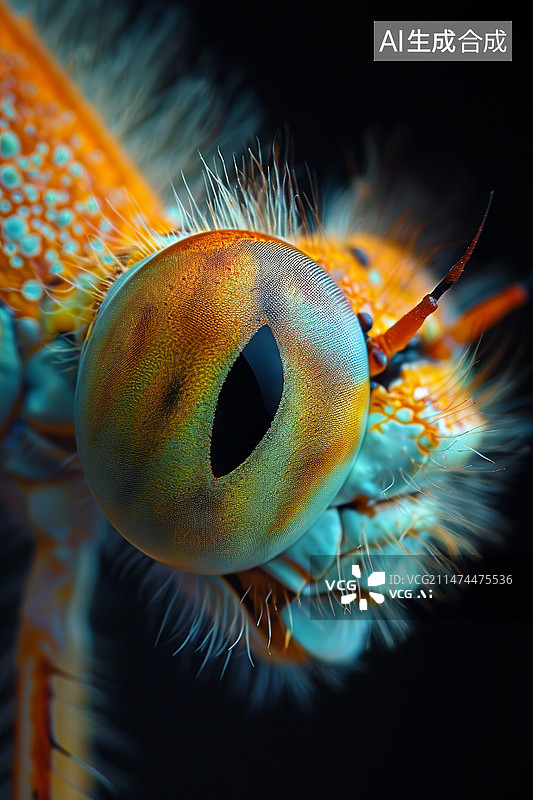 【AI数字艺术】螳螂头部微距特写画面图片素材