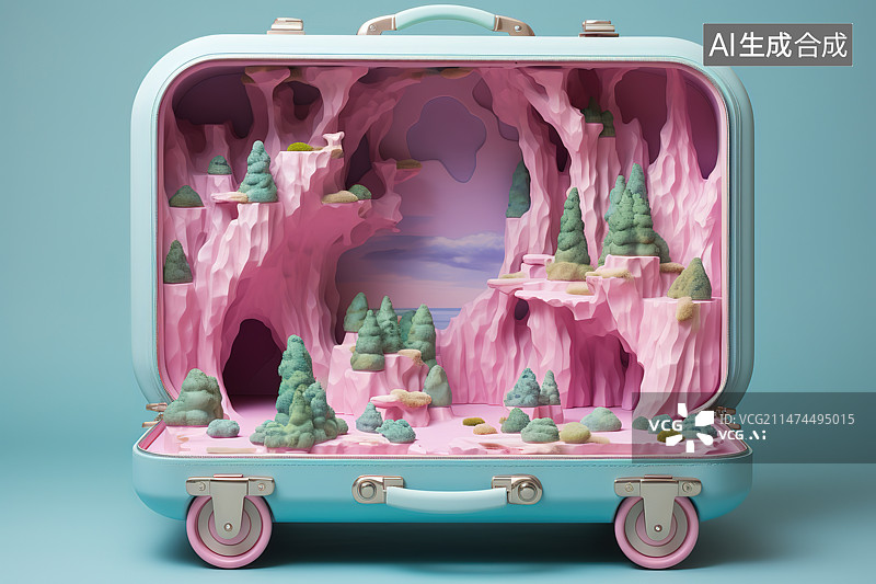 【AI数字艺术】蓝色背景下的玩具特写镜头图片素材