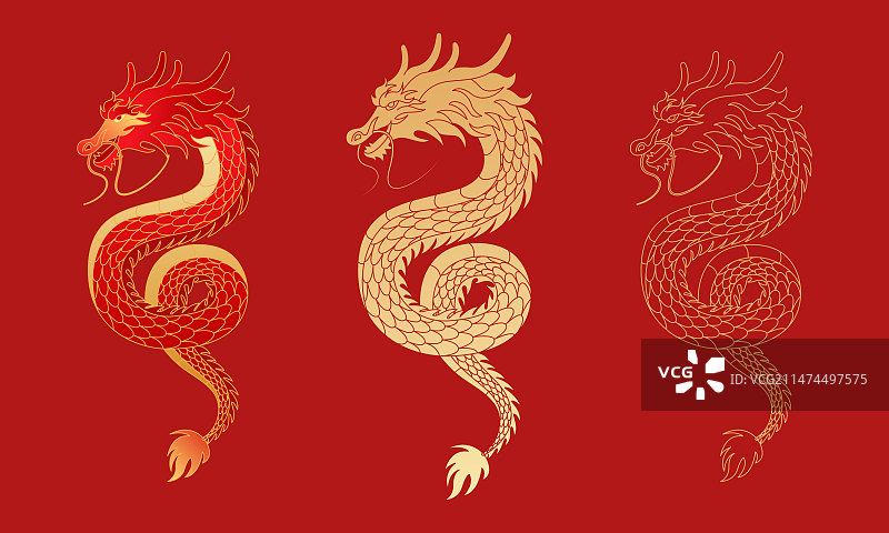 中国十二生肖传统龙图片素材