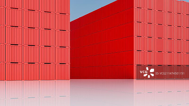 工业集装箱物流运输3D渲染图片素材