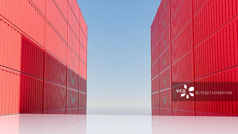 工业集装箱物流运输3D渲染图片素材
