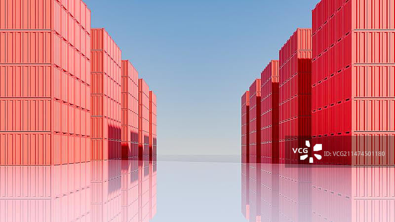 工业集装箱物流运输3D渲染图片素材