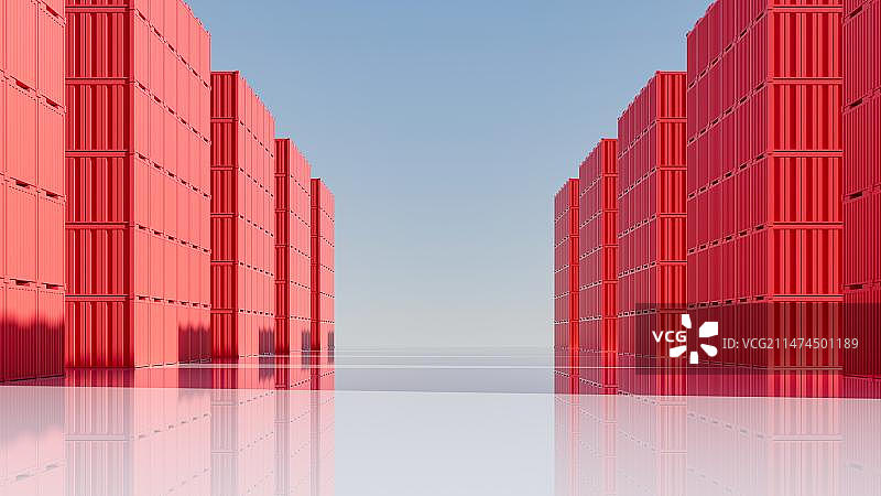 工业集装箱物流运输3D渲染图片素材