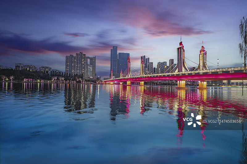 北京通州玉带桥大运河城市夜景图片素材