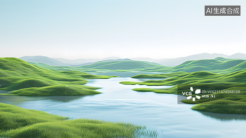 【AI数字艺术】新中式水墨意境山水画图片素材