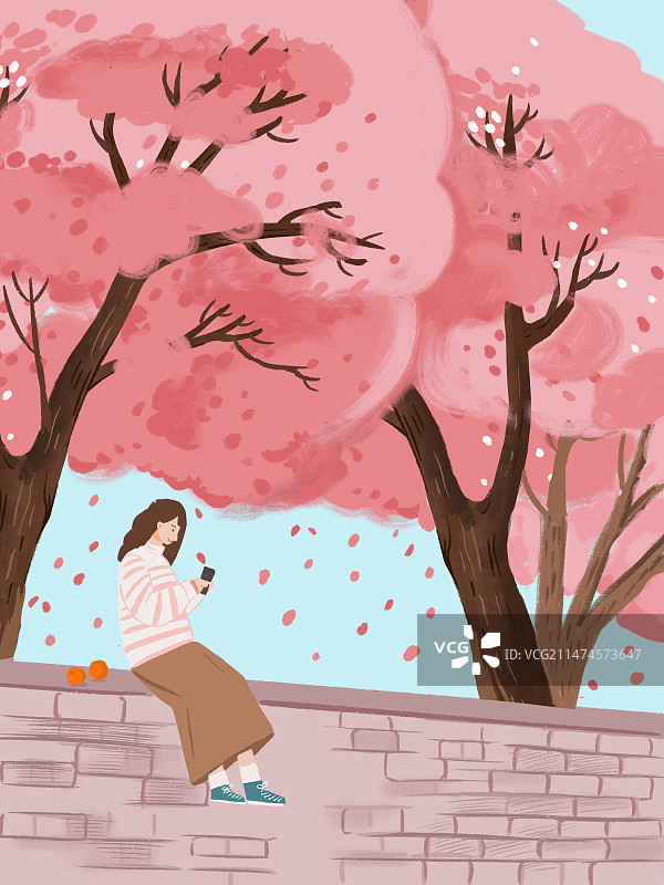 樱花树下图片素材