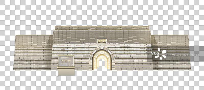 南京景点特色建筑中华门手绘中国风图片素材