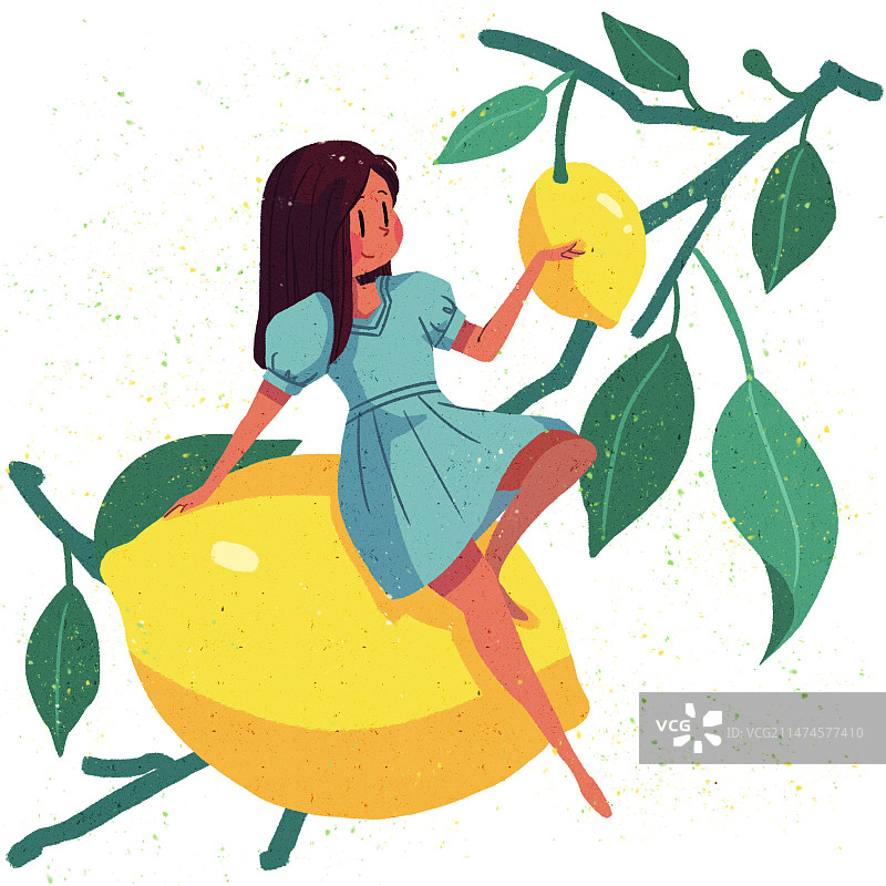 柠檬女孩插画图片素材