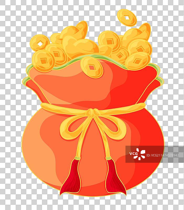 财源滚滚福袋聚宝盆金币元宝图片素材