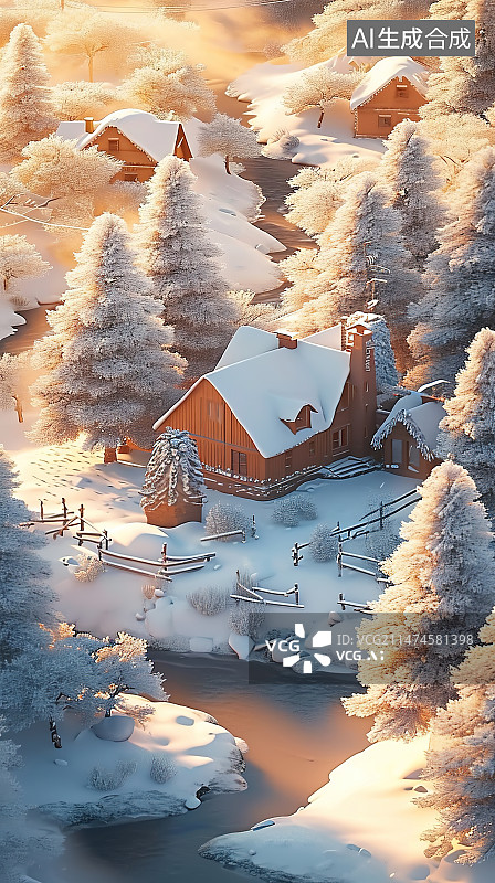 【AI数字艺术】雪景雾凇冬天景色图片素材