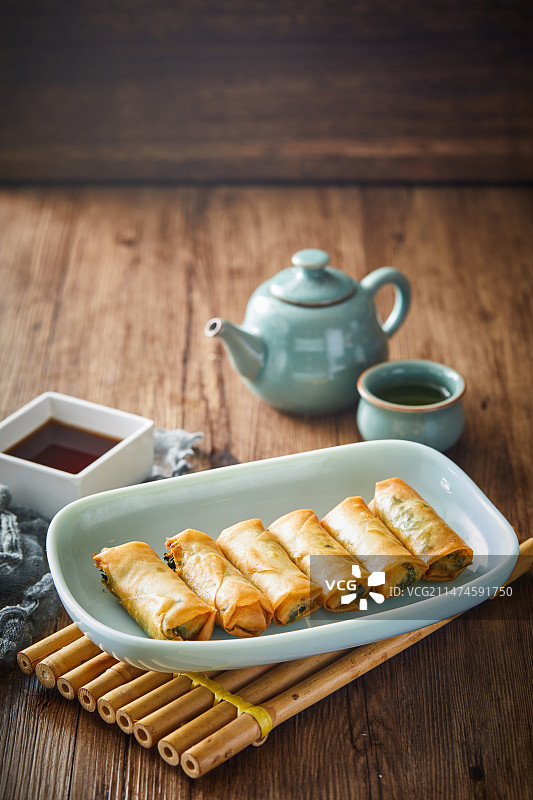 中国传统美食 春卷图片素材
