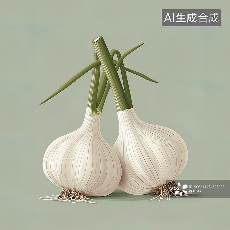 【AI数字艺术】大蒜 腊八蒜 插画图片素材