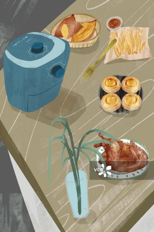 空气炸锅美食插画GIF动图图片素材