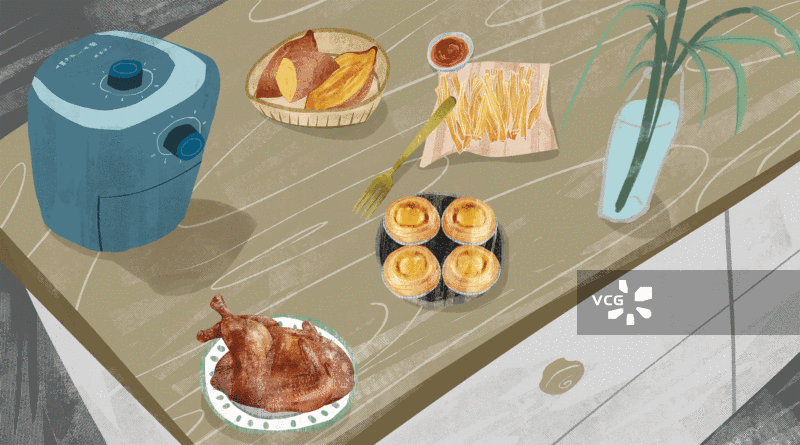 空气炸锅美食插画GIF动图图片素材
