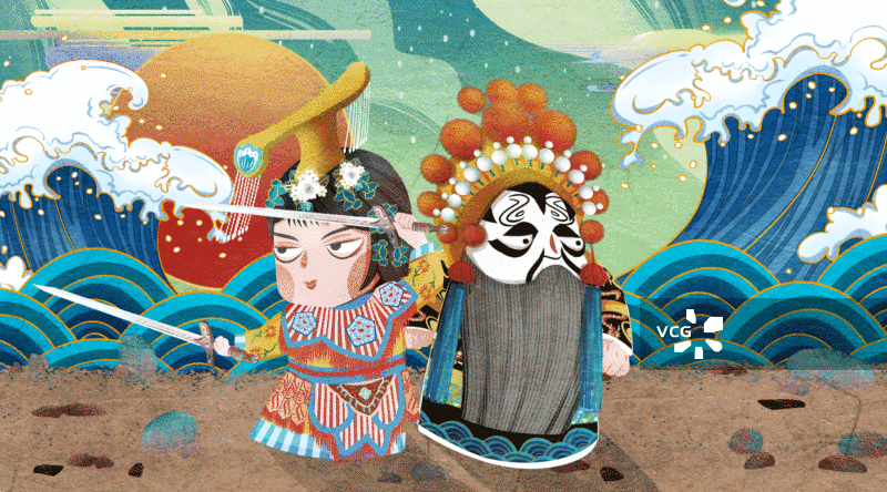 典故-霸王别姬插画GIF动图图片素材