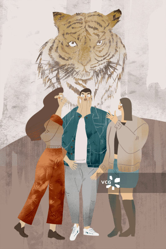 成语典故-三人成虎插画GIF动图图片素材