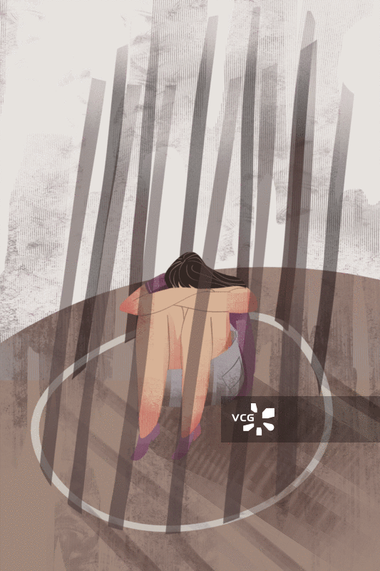 成语典故-画地为牢插画GIF动图图片素材