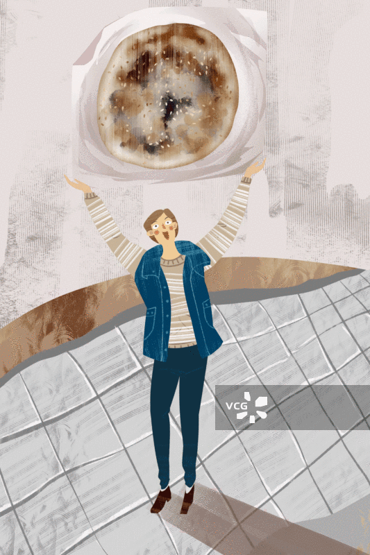 成语典故-画饼充饥插画GIF动图图片素材