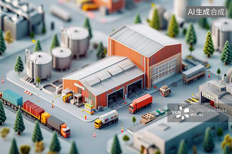 【AI数字艺术】物流园快递3D卡通可爱风格图片素材