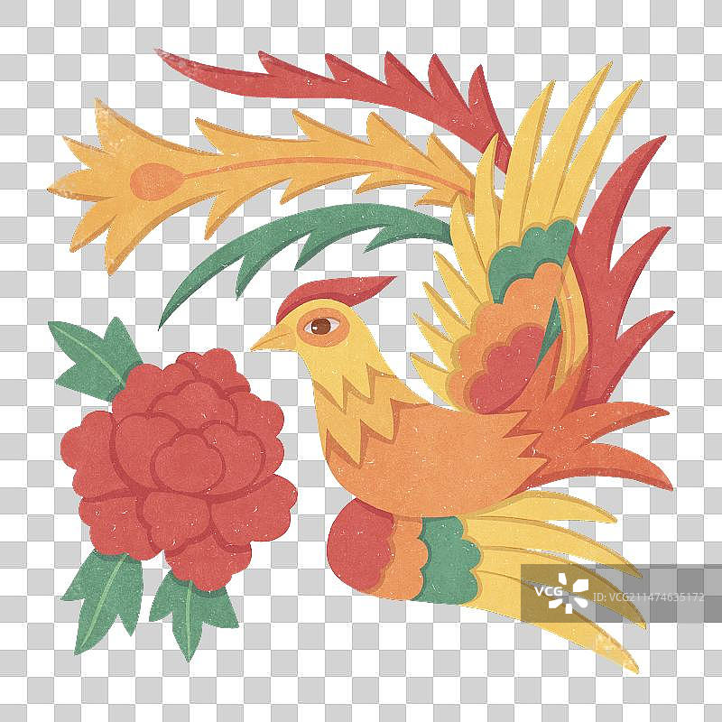 畲族图腾凤戏牡丹图片素材
