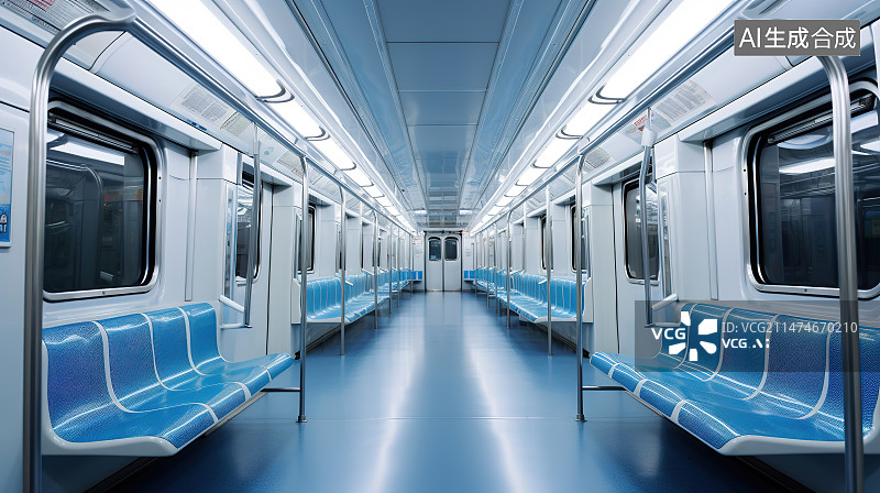 【AI数字艺术】无人地铁的内部图片素材