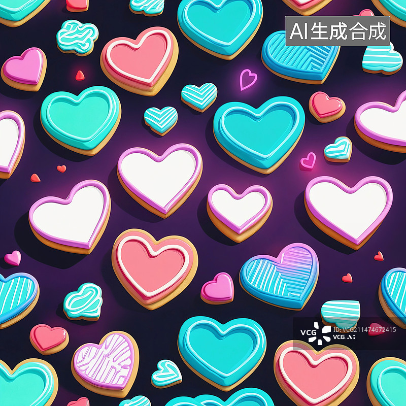 【AI数字艺术】心形甜点-情人节主题图片素材